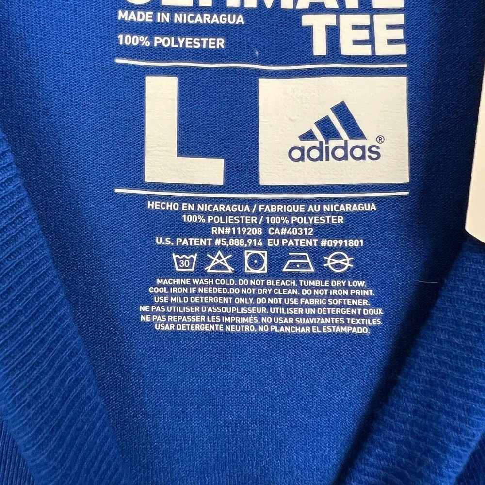 Kansas Jayhawks Shirt Men Large Blue Adidas Short Sleeve Crew Neck‎ New L